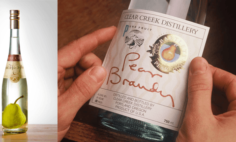 clear creek distillery pear in bottle eau de vie brandy