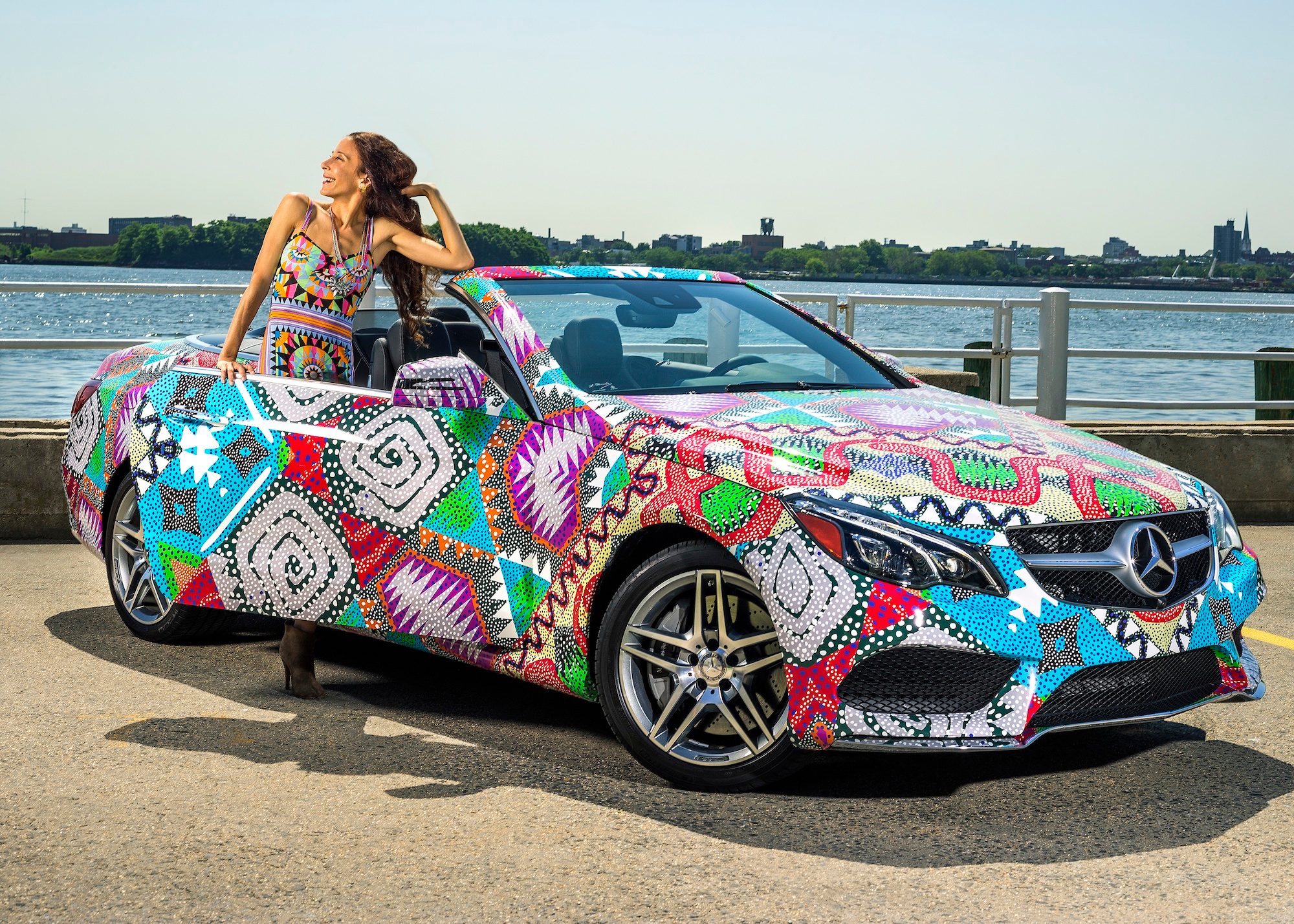 mercedes benz presents does a swimsuit inspired convertible mara hoffman receives  title