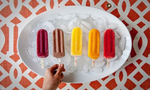 homemade popsicles on a plate.