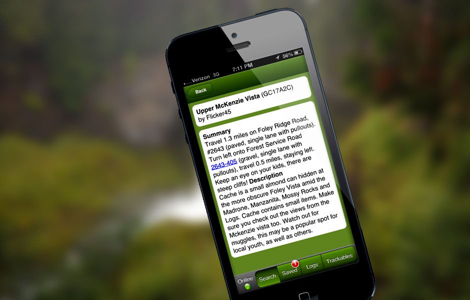 Example of a geocaching description