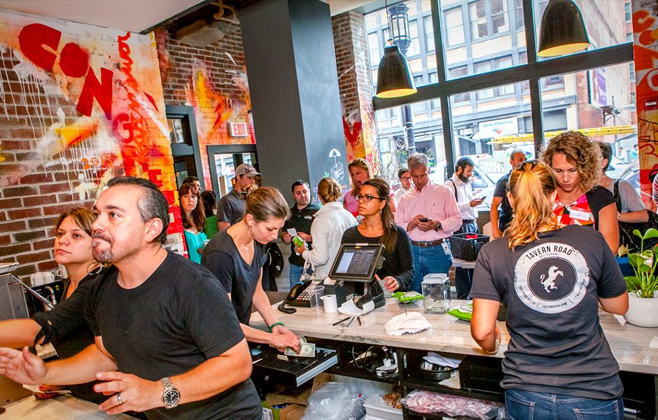 Chef DiBiccari serves the local clientele.