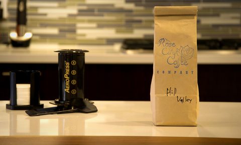 Coffee bag and Aeropress, perfect cup of coffee