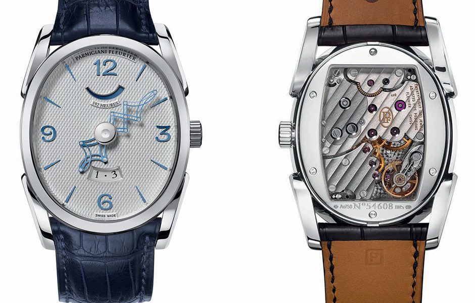 White gold case, silver dial, Hermès alligator strap