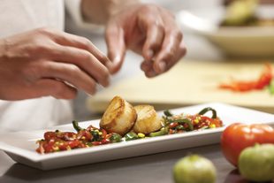 Chef preparing Scallops