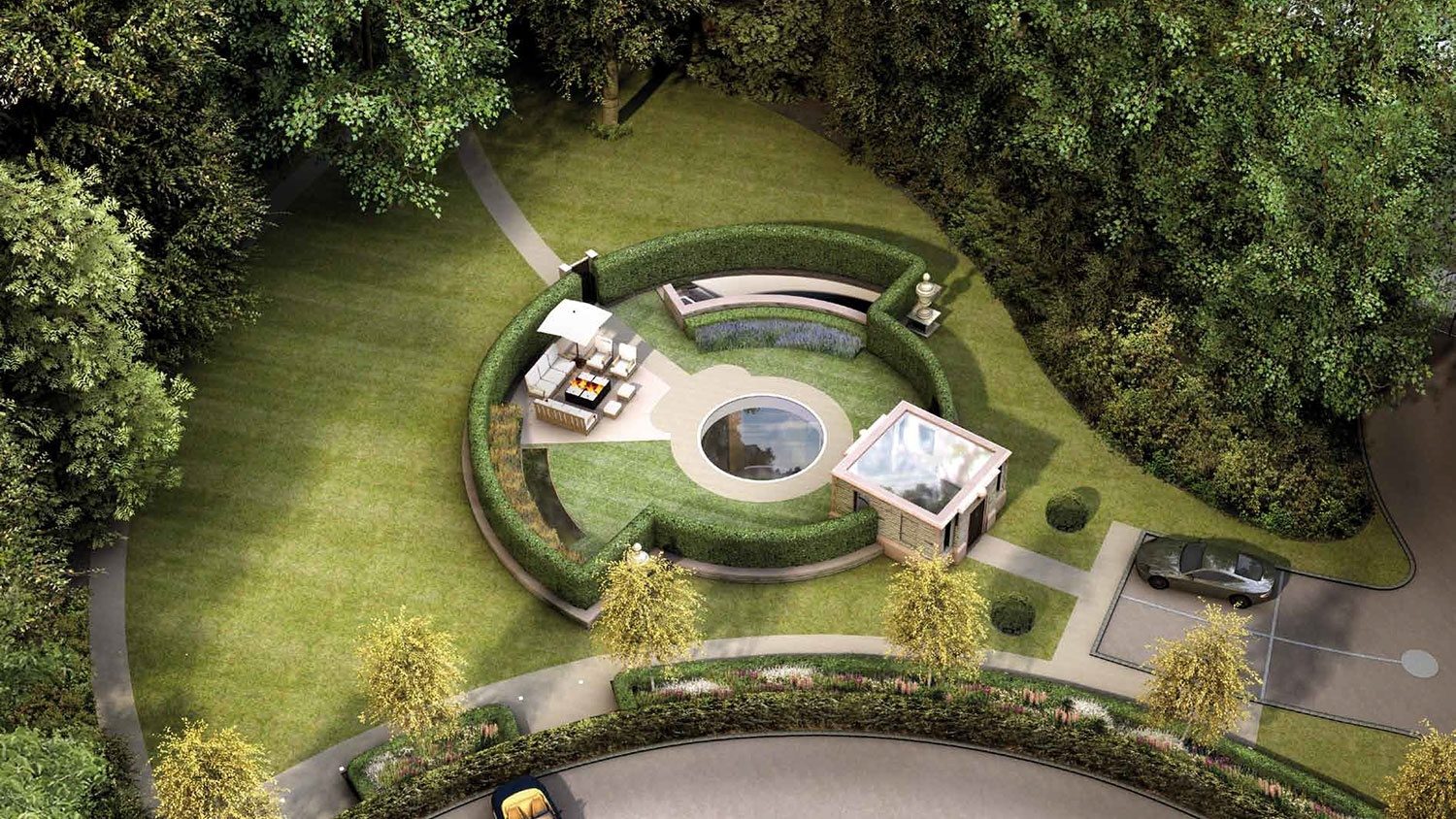 slide from bedroom to subterranean pool in this posh underground mansion huntsmere perdu brochure web 6 1500x844