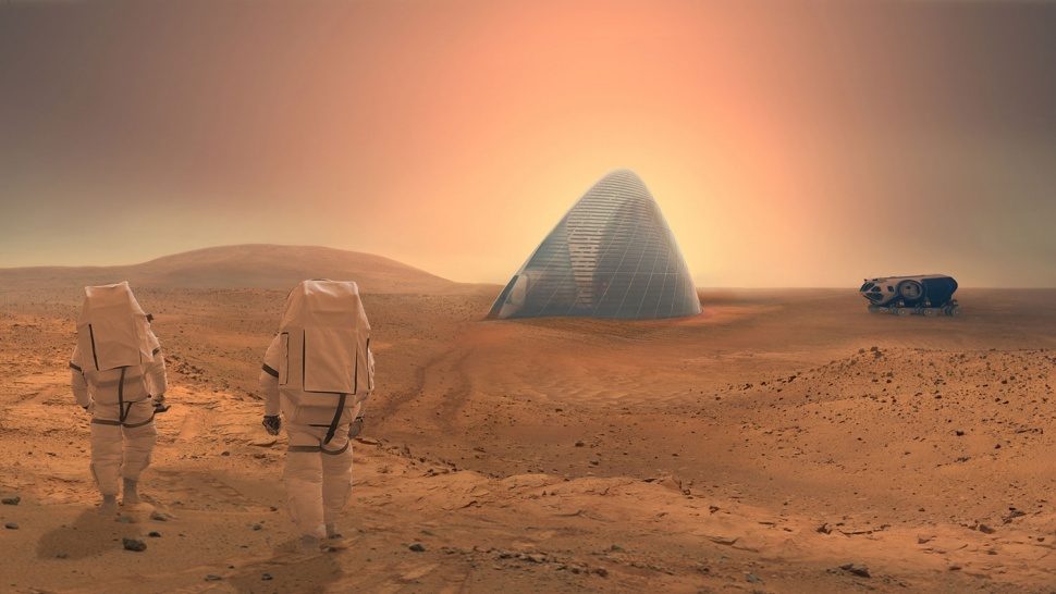 wildly innovative space igloo wins nasas 3d printed martian habitat challenge mars ice house dusk01 lr 970x546 c