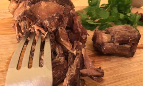 braised oxtail shredded with fork
