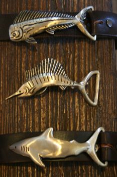 hooknhide, three belt buckles, belt buckles, bottle opener belt buckles
