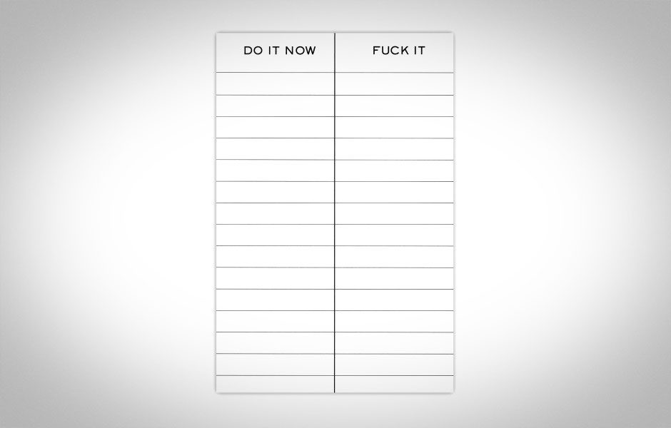 do it/fuck it list, terrapin stationers, ted harrington, luxury stationery, mens stationery