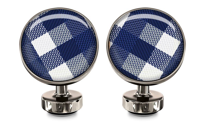 Check Blue Union Cufflinks - $55