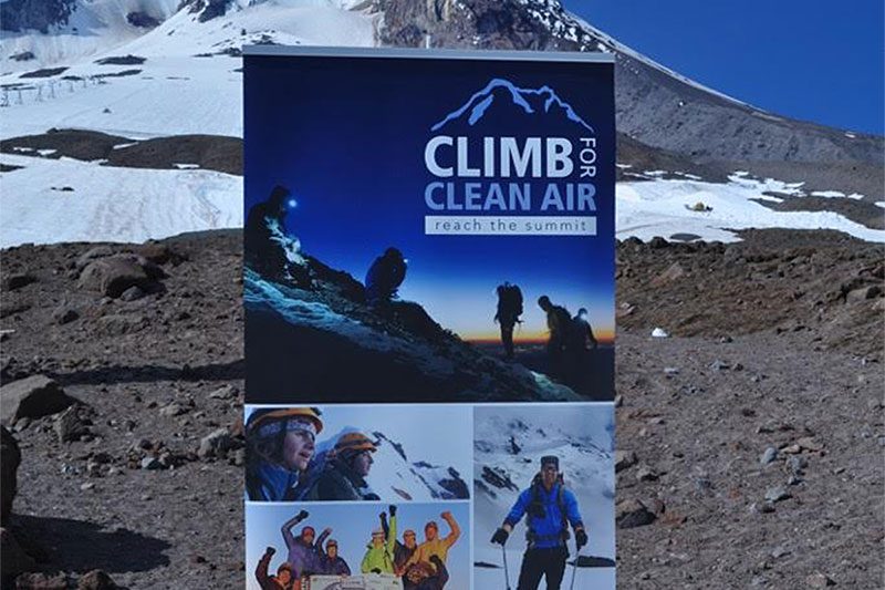 sign for climb for clean air fundraiser