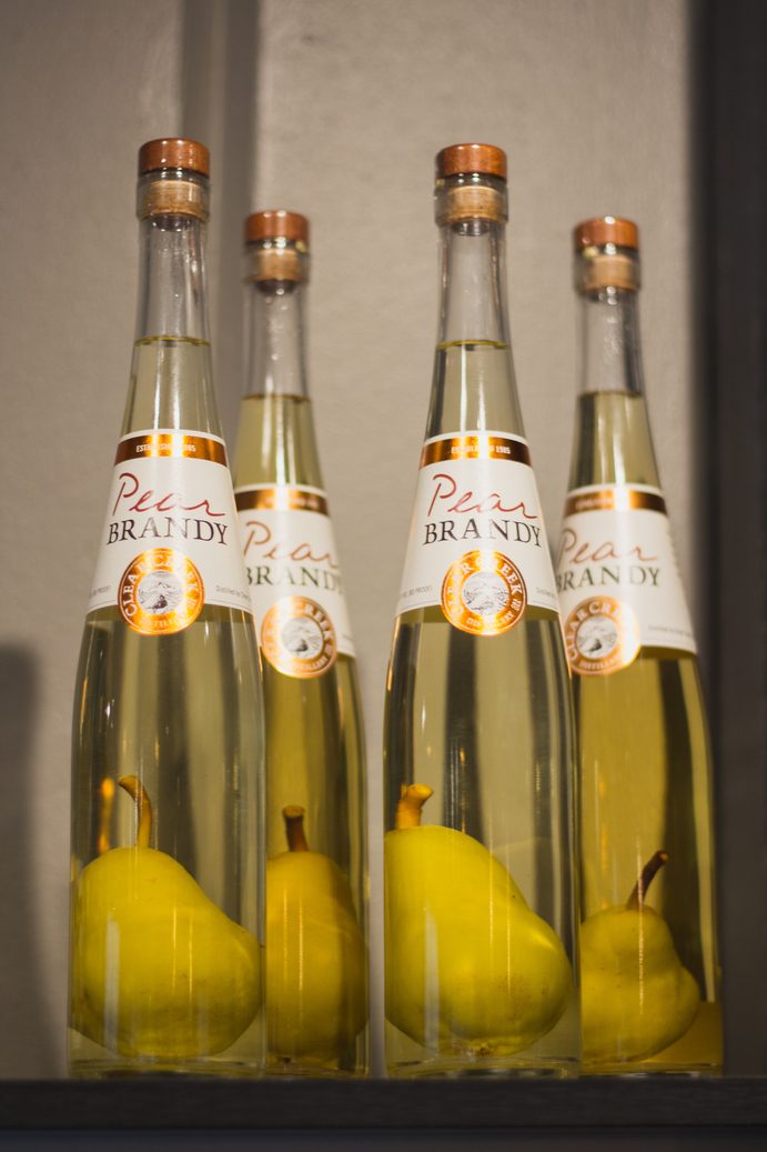 clear creek distillery pear in bottle brandy