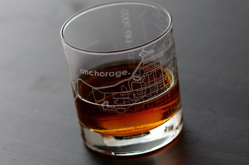 anchorage map rocks glass, uncommon green