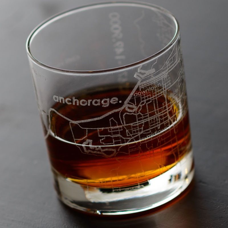 anchorage map rocks glass, uncommon green