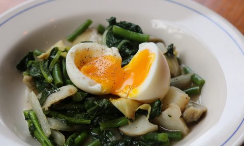 Green Vegetable Stew with Soft-Boiled Egg, healthy new year's recipes