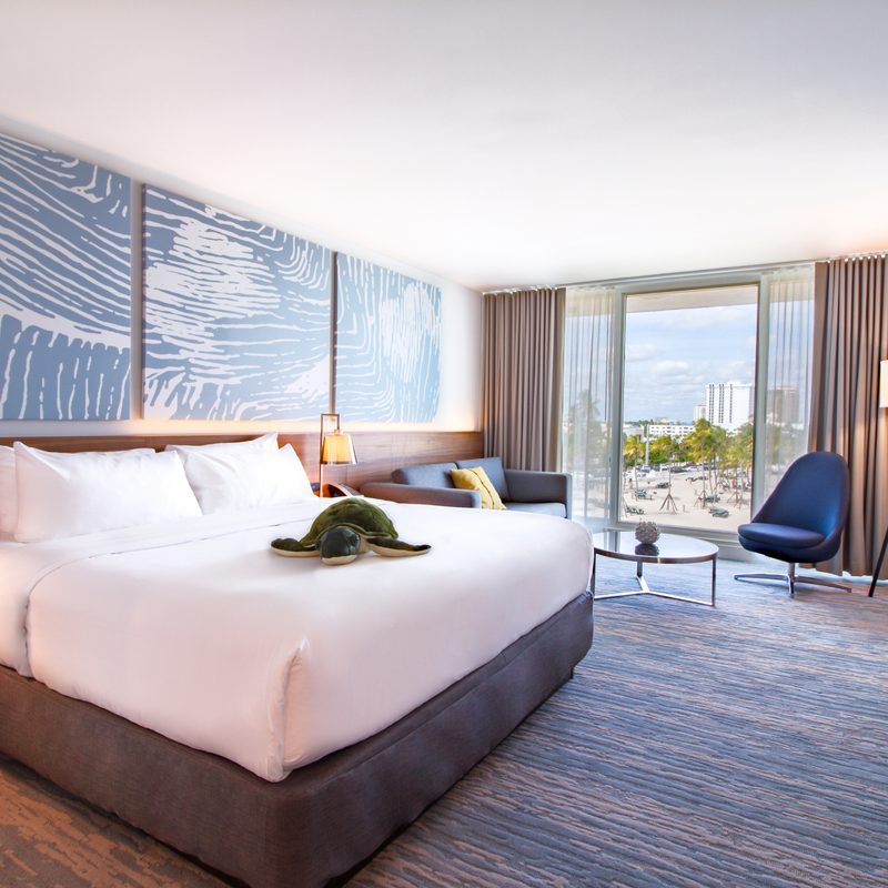 The interior of a spacious guestroom in Ocean Fort Lauderdale.