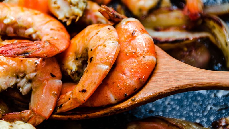 shrimp on spoon