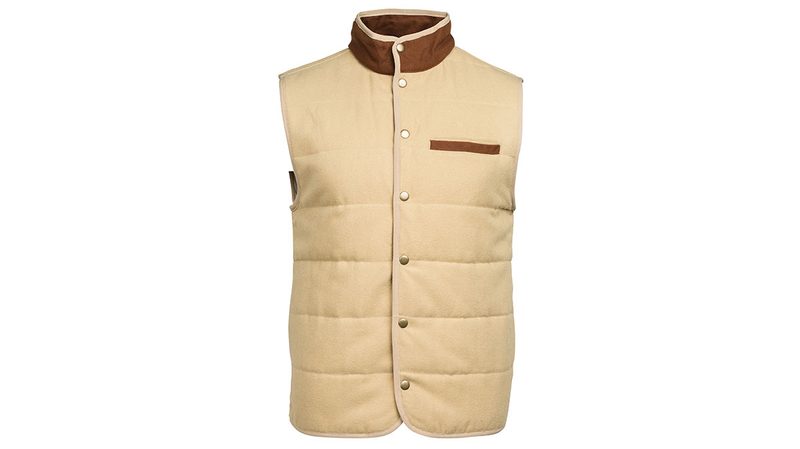 DEBAR WOOL VEST IN TAN/BROWN BY UNITED BY BLUE