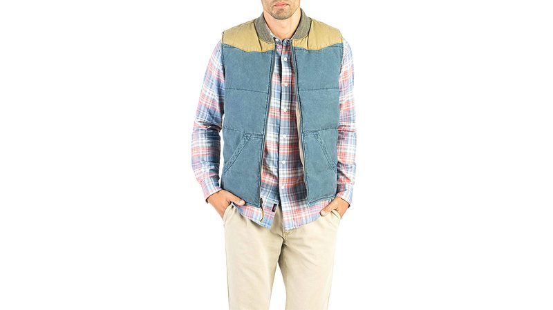 WESTERN VEST IN FADED NAVY/KHAKI BY FAHERTY
