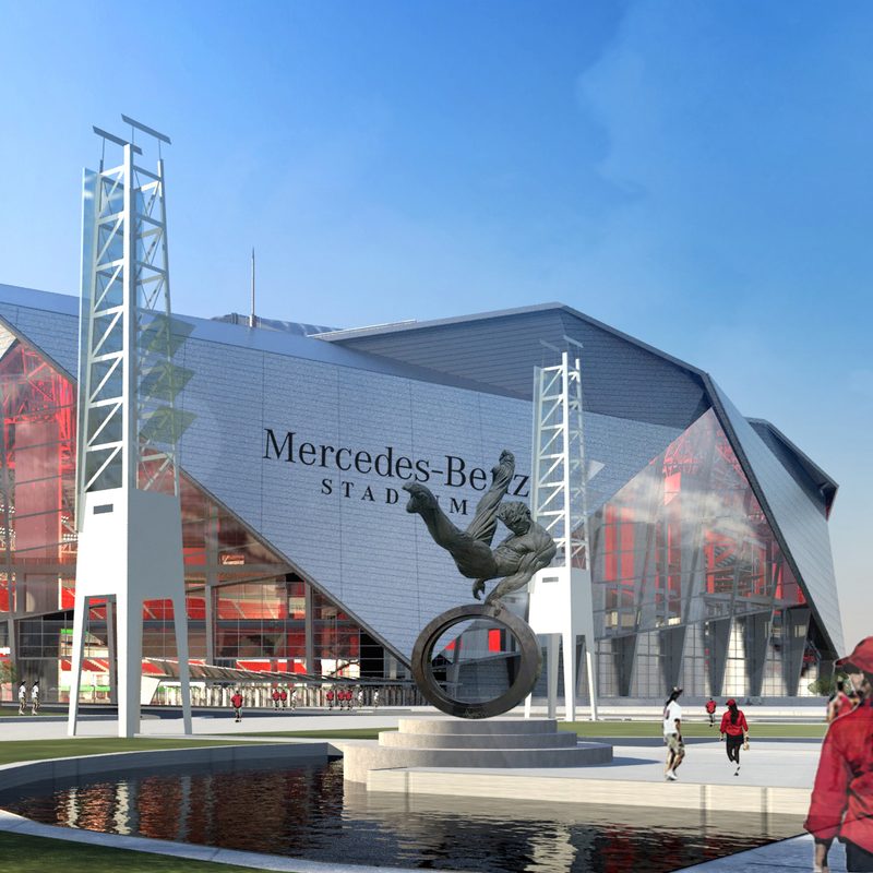 atlanta mercedes benz stadium falcons landing 08 18 15
