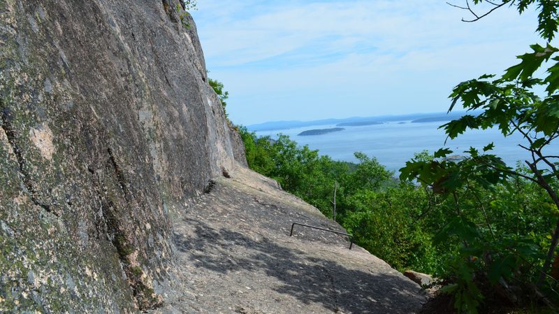Stock-View-from-the-precipice-trail-in-Acadia-National-Park-looking-at-Bar-Harbor-along-the-cliff-ledge