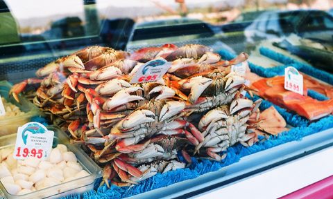 Crab on display at the store.