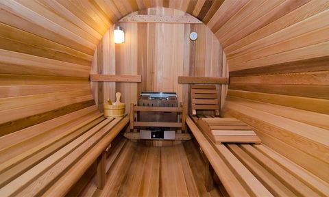Barrel sauna inside