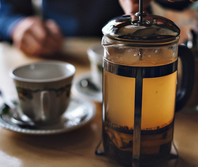 Herbal tea in a French press,