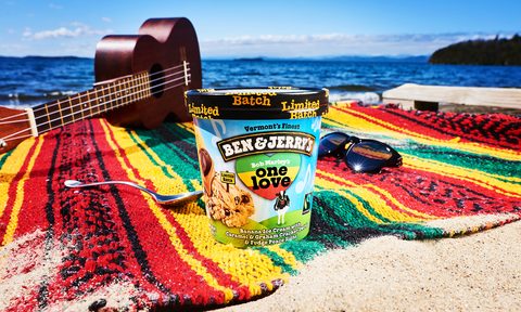 ben & jerry's one love, one love flavor ice cream beach blanket