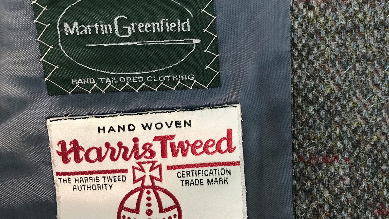 Martin Greenfield Suit lining Harris Tweed label