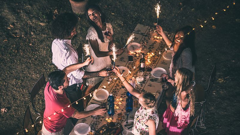 backyard dinner cookout fireworks