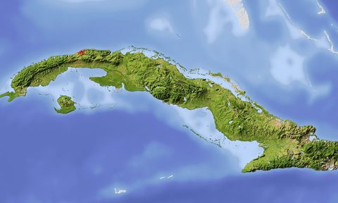 american travel to cuba, relief map of cuba
