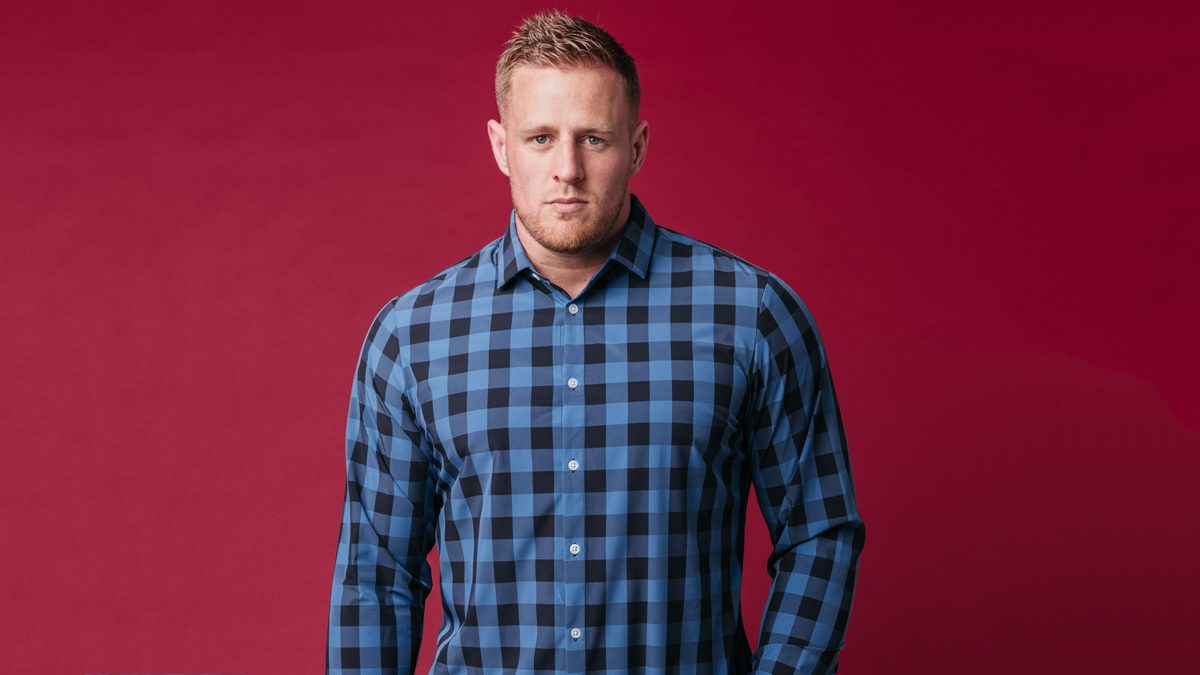jj watt dress shirts Mizzen + Main JJ Watt Performance Long Sleeve Shirt Men's sz XL Trim Fit