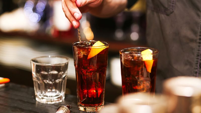 stirring a cocktail