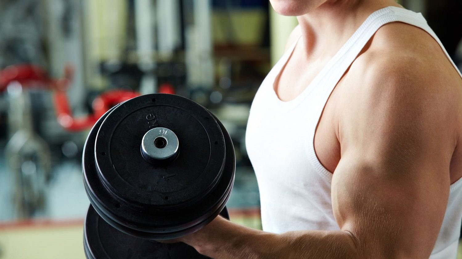 workout recovery, man doing bicep curls