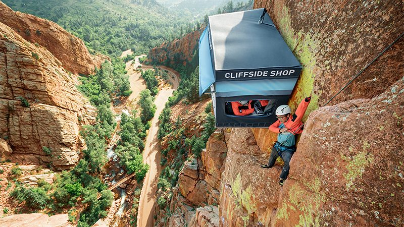 mountain cliffside shop