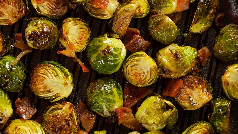 grilled brussel sprouts with bacon