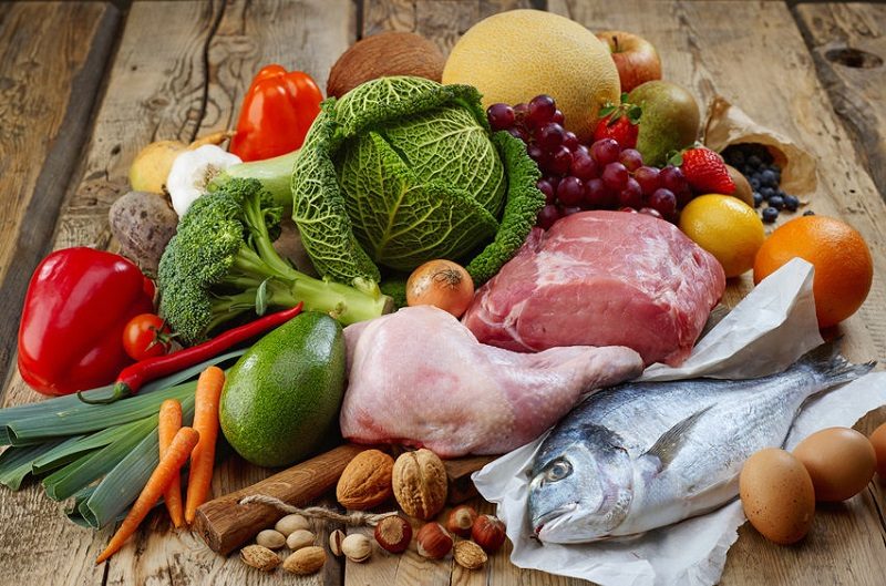 Fresh vegetables and meat