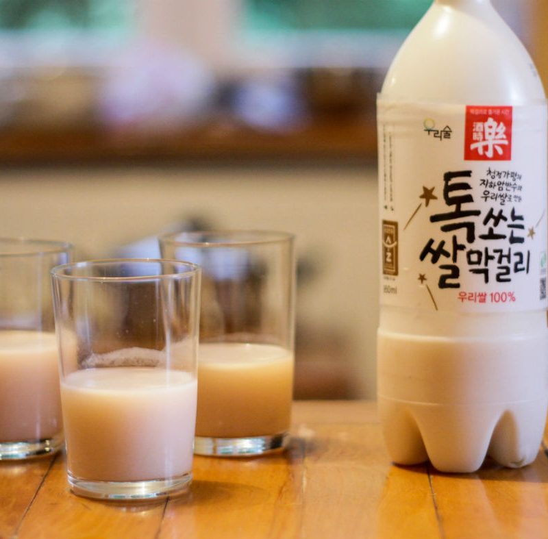 makgeolli rice wine bottle