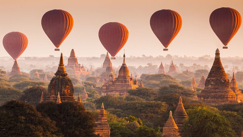 Hot Air Balloon Over Bagan (Myanmar)