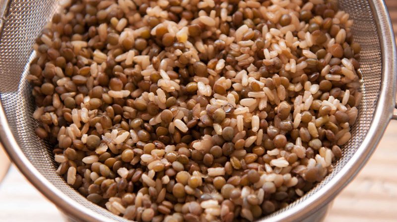 brown rice with lentils