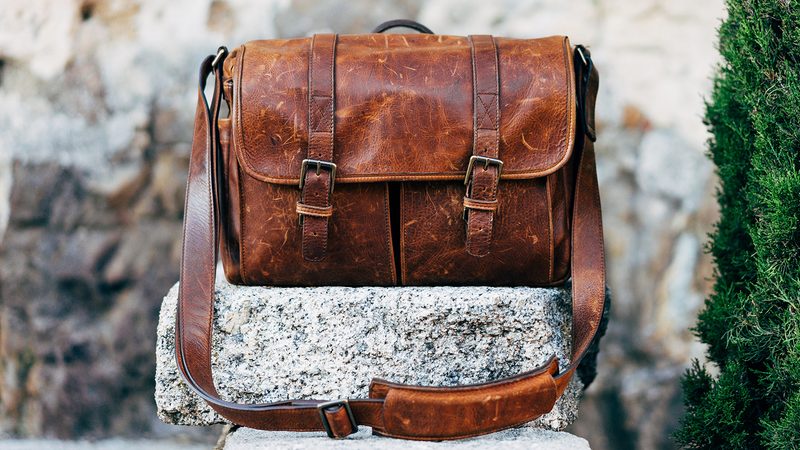 aged leather bag