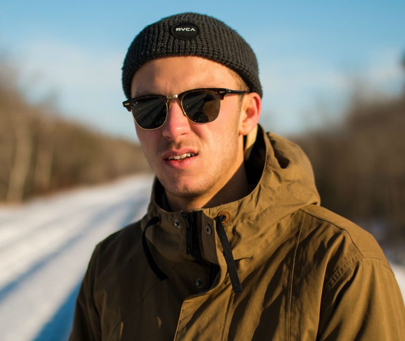 Man outside on a winter day
