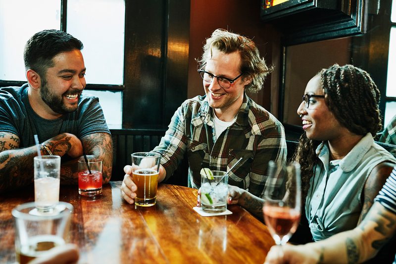 friends drinking drinks bar