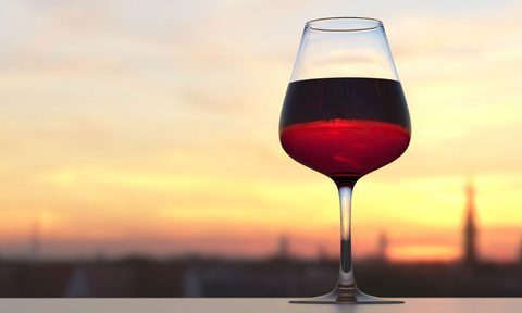 Red wine glass of Bordeaux