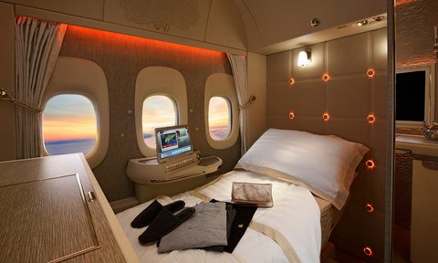 Business class Emirates bed