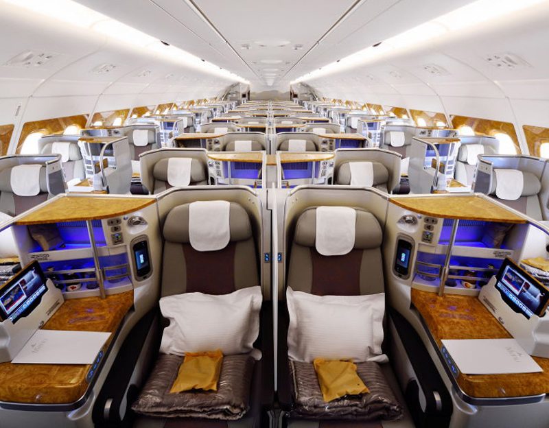 Business class Emirates cabin