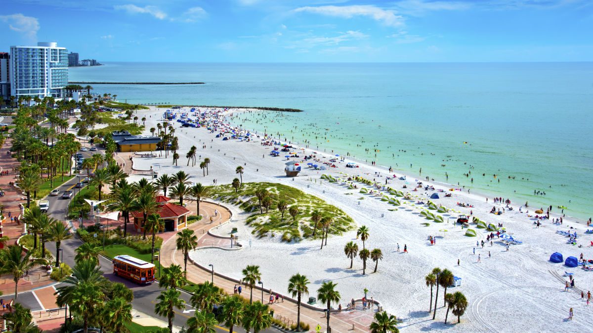 A view of the beach in Clearwater, Florida.