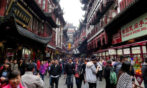 shanghai china crowd streets