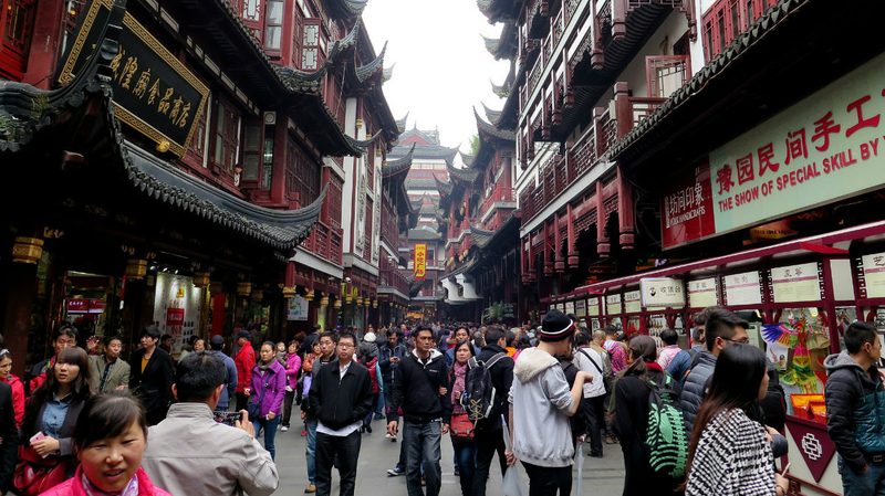 shanghai china crowd streets
